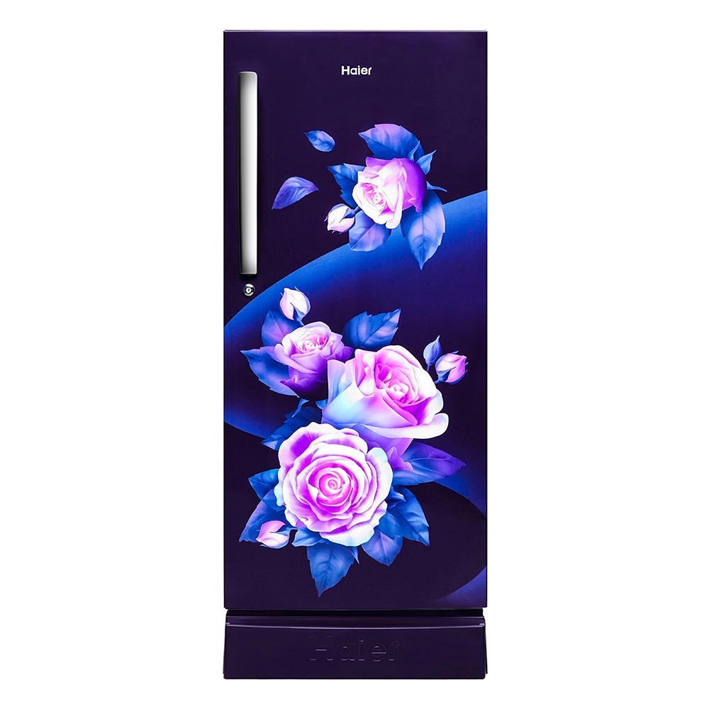 Haier 190L 3 Star Direct Cool Single Door Refrigerator with Toughened Glass Shelf & Base Drawer in premium glossy Marine Rose Finish HRD-2103PMR-P